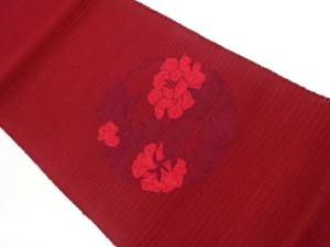 絽丸に花葉模様刺繍名古屋帯